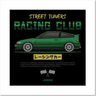 Midnight Racer Green CRX JDM Posters and Art